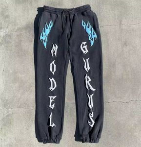 Venta caliente personalizado hombres Jogger pantalones de chándal Patchwork algodón cintura elástica acampanado para hombre Pantalones apilados - Product Image 5