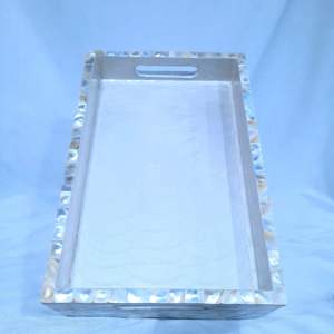 Plateau de service rectangulaire en bois d'os MDF de taille personnalisée de qualité supérieure incrustation de nacre Collections Maaz fabriquées à la main usage domestique nourriture - Product Image 6