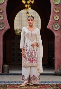 Dhwaja Export Real Chinon Broderie Travail Salwar Kameez Indian & Pakistanais Party Wear Ready-Made Quick Dry All Seasons - Product Image 4