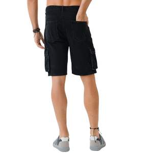 Coton de qualité supérieure noir Cargo luxe hommes coupe droite décontracté élégant Durable été confortable Denim Shorts - Product Image 4