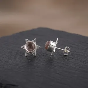 Pendientes de diseño artesanal con elegante piedra de ametrino púrpura en plata de ley 925 para mujeres y niñas. - Product Image 3