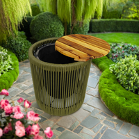 Tables d'extérieur modernes et élégantes en bois d'acacia massif naturel avec corde tressée, design Miramar, toutes saisons, pour hôtels