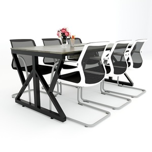 Table de réunion compacte KConcept HBKC008 180x90 en bois massif avec pieds en acier traditionnels et contemporains pour salle de conférence - Product Image 2