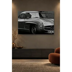 Impresión en lienzo de Fida con diseño de Mercedes 300 SL Gullwing en blanco y negro - Product Image 4