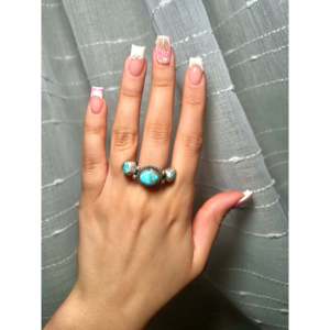 Navajo Handmade White Water Turquoise Sterling <b>Silver</b> Boho <b>Statement</b> <b>Ring</b> Size 8 Bezel Setting Gemstone Inlay for Everyday Wear - Product Image 5