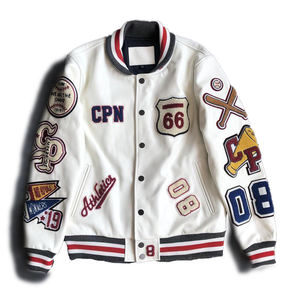 Blouson universitaire décontracté pour homme en chenille brodée OEM, 100 % coton, avec fermeture éclair et capuche, haute qualité, pour l'automne - Product Image 1