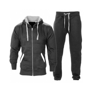 Customizable Men's Zip-Up 100% Polyester Tracksuit Hooded Training Jogging Suit Custom Logo OEM <b>Blank</b> Eco-Friendly for Winter - Product Image 4