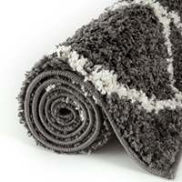 Moroccan Handmade Dark Grey Shaggy Rug 540-Fluffy Loop Pile Living Room Carpet Abstract Rectangle Hallway Decor