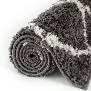 Moroccan Handmade Dark Grey Shaggy Rug 540-<b>Fluffy</b> Loop Pile Living Room <b>Carpet</b> Abstract Rectangle Hallway Decor - Product Image 4