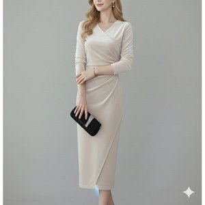 Vestido Midi de Terciopelo Elegante para Mujer de Jane, con Manga Larga, Cuello Cruzado, Detalle Fruncido Lateral, para Eventos Nocturnos, Modelo 31160 - Product Image 3