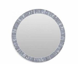 Handmade Antique Replica Bone <b>Mirror</b> <b>Frame</b> Blue Bone Inlay Round <b>Mirror</b> Decorative for Living Room Wall Decor Inlay Craft - Product Image 1