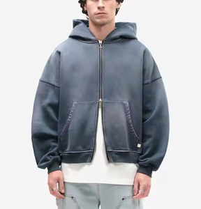 Sweat à capuche oversize à fermeture éclair en coton de haute qualité 350/400 g/m² avec logo personnalisé, coupe ample, poids lourd pour hommes - Product Image 4