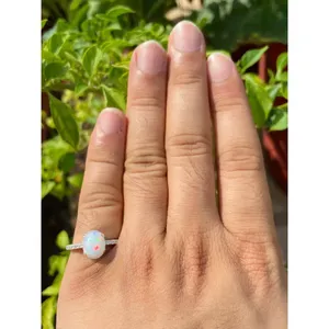 Natural Opal Ring 925 Sterling Silver Handmade Gemstone Ring Wholesale Jewelry Supplier - Product Image 4