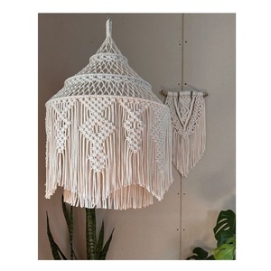 Bohemian Chic macrame Chụp đèn thủ công ấm áp dệt Đèn chùm tán cho ánh sáng xung quanh ấm cúng cho tường hiển thị kệ - Product Image 2