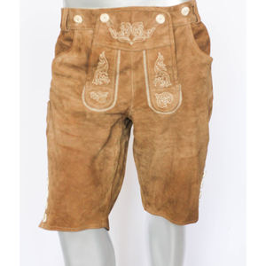 Pantalones cortos de cuero alemanes Oktoberfest bávaro tradicional hechos a medida para hombre, traje de festival de ante al por mayor - Product Image 2