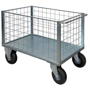 Plateforme en acier peint à 4 côtés avec roues anti-perforation 2 avec freins - Product Image 1