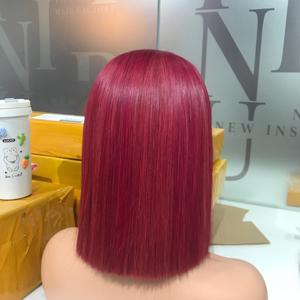 LINU Peluca Bob Borgoña de 10 Pulgadas, 100% Cabello Humano Vietnamita Virgen, Peluca de Encaje WI12 con Doble Trama a Máquina, Venta al por Mayor de Fábrica - Product Image 3