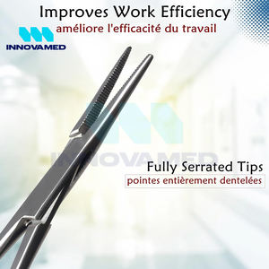 Pinzas hemostáticas Kelly rectas y curvas de acero inoxidable, abrazaderas de bloqueo, juego de instrumentos quirúrgicos manuales reutilizables, soporte en línea - Product Image 4