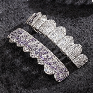 Iced Out 925 Sterling <b>Silver</b> Grillz Set Moissanite <b>Diamond</b> Hip Hop <b>Teeth</b> Custom Top Bottom Grillz Statement For Unisex - Product Image 2