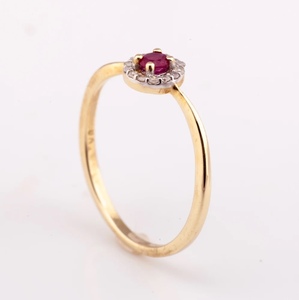 14K Gold Plated Natural <strong>Ruby</strong> and <strong>Diamond</strong> Minimal <strong>Ring</strong> Hight Quality Made in Thailand OEM Design Available