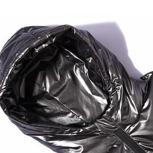 แจ็คเก็ตกันลมมีฮู้ดสีดำหนาแจ็คเก็ตขนเป็ดฤดูหนาว - Product Image 5