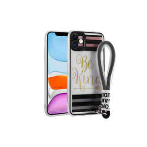 Coque en silicone liquide à motif « Be Kind » compatible iPhone 11, anti-traces de doigts, avec dragonne bandoulière, modèle SE - Product Image 1