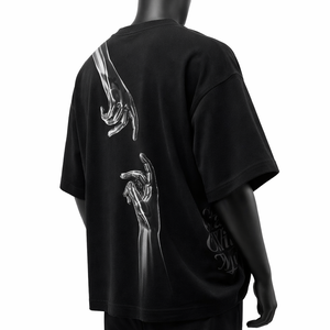 เสื้อยืดโอเวอร์ไซส์ผ้าฝ้ายคุณภาพสูง พิมพ์ลายกราฟิกแบบนูน สไตล์สตรีทแวร์ลำลองสำหรับผู้ชาย ขายส่งแบบ OEM - Product Image 5