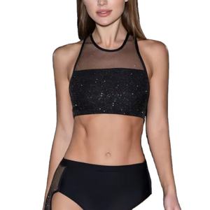 Ropa de Baile Polo Personalizada para Mujer, Top de Cuello Alto, Pantalones de Cintura Alta, Tela Suave, Atuendo de Verano para Actuaciones, Servicio OEM Personalizado - Product Image 1