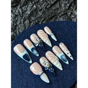 Uñas Postizas con Diseño Chic Marino para Amantes de la Náutica - Product Image 1