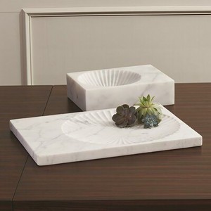 ถาดเสิร์ฟหินอ่อนสีขาวทำด้วยมือถาดสี่เหลี่ยมสี่เหลี่ยมถาดเสิร์ฟแบบร่วมสมัยที่มีความต้องการสูง - Product Image 3