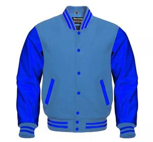 Premium Letterman Baseball Varsity Jacket noir Laine bleu royal Manches en cuir véritable Collège Lycée Bomber Veste Toile - Product Image 4