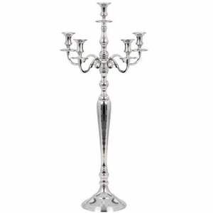 Porte-bougie classique à 5 bras en aluminium argenté pour une éclairage chaleureuse et élégante. Disponible aux prix de gros. - Product Image 3