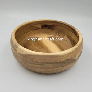 <b>Large</b> Acacia Wood <b>Bowl</b> D20xH7cm | Handmade Natural Wooden <b>Serving</b> <b>Bowl</b> for Salad Fruit Snacks | Rustic Kitchenware - Product Image 3