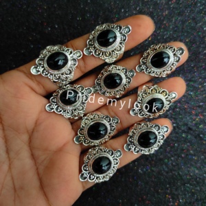 Vente chaude Designer À La Main Style Bohème Noir Onyx Anneaux Argent Plaqué Pierres Précieuses Naturelles Fiançailles À La Mode Laiton ODM - Product Image 1