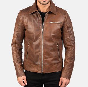 Veste en cuir d'hiver pour hommes de haute qualité conception OEM avec col montant respirant couleur unie bas quantité minimale de commande - Product Image 3