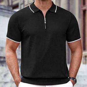 OEM Contrast Color Custom Logo Design Men's Clothing Cotton Plus Size Men's Polo <b>Shirts</b> <b>Half</b> Zipper Short <b>Sleeve</b> Polo <b>Shirts</b> Men - Product Image 3
