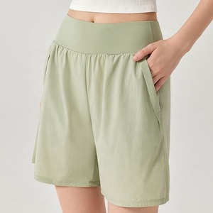 Pantalones cortos elásticos de cintura alta para mujer, pantalones holgados de motorista para deportes atléticos, con control de barriga, para gimnasio, correr, Yoga, con bolsillo - Product Image 5