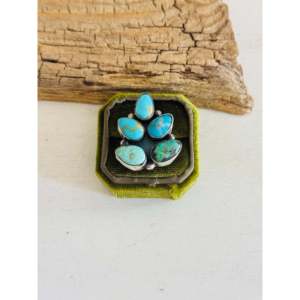 <b>Adjustable</b> Navajo-Made Fine Jewelry Cluster <b>Ring</b> with Multi Turquoise Sterling Silver Everyday Wear Statement <b>Ring</b> Natural Stone - Product Image 1