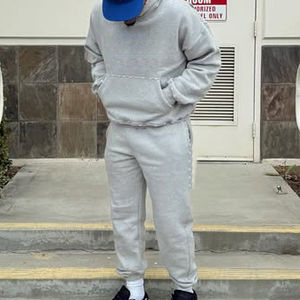 Chándales personalizados 2025 de la mejor calidad, conjuntos de sudaderas con capucha de algodón 100% de peso pesado, traje de jogging de lana, chándales de gran tamaño para hombres - Product Image 2