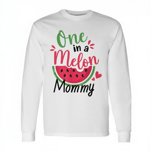 T-shirt promozionali a maniche lunghe abbinate per la famiglia One in a Melon Mommy 1st Birthday - Product Image 3