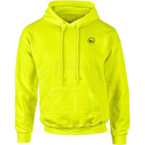 Sudadera con capucha y cremallera completa de fondo negro ligero para hombre, ropa de seguridad reflectante amarilla/naranja, construcción ignífuga - Product Image 1