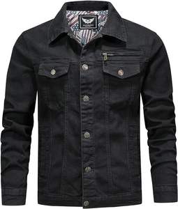 Veste en jean décontractée pour homme, de haute qualité, respirante, effet délavé, vintage, broderie hivernale, 100% coton - Product Image 1