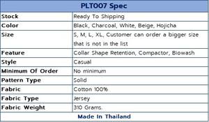 เสื้อโปโลผ้าคอตตอนไซส์ใหญ่พิเศษสำหรับทุกเพศ, เสื้อยืดผ้าคอตตอน100% PLT007ผ้าพรีเมี่ยมขายดีที่สุดเหมาะกับผู้ชายและผู้หญิงทุกคนจากประเทศไทย - Product Image 4