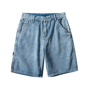 Pantalones cortos de mezclilla holgados lavados con ácido Vintage personalizados de alta calidad, ropa de calle de Color sólido, pantalones cortos de mezclilla Cargo para hombre - Product Image 2
