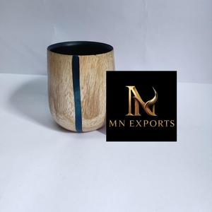 Tasses et soucoupes de mariage en bois noir au design classique, durables, 150 ml et 100 ml, par MN EXPORTS - Product Image 2