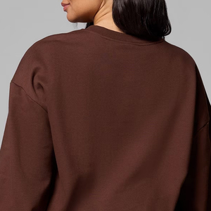 Sweat-shirt pour femme à col rond avec logo personnalisé et épaules tombantes, manches longues / Vêtement décontracté en tissu de haute qualité - Product Image 5