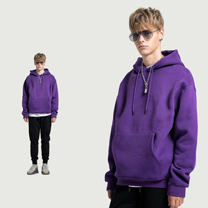 Sudaderas con capucha de talla grande personalizadas DTG Print Black Loose Color sólido Sudadera con capucha 36 colores 345G Fleece Hooded Men High Street Hoodies - Product Image 5