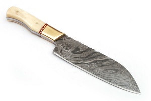 มีดเชฟเหล็กดามัสกัสมีคมแบบมืออาชีพด้ามจับกระดูกอูฐพร้อมทองเหลือง - Product Image 5