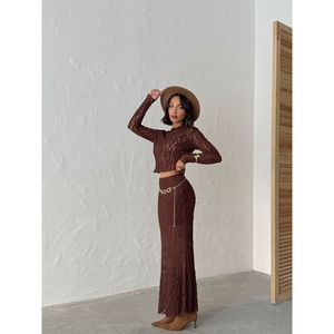 Falda Larga Transparente Marrón para Mujer al por Mayor - Product Image 4