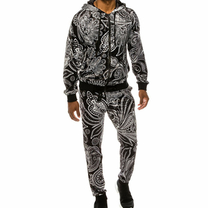High Quality Hooded 100% Cotton Black Velvet Two-Piece Tracksuit for Men Solid Pattern <b>Jacket</b> Pants Set <b>Rhinestones</b> Knee-Length - Product Image 3
